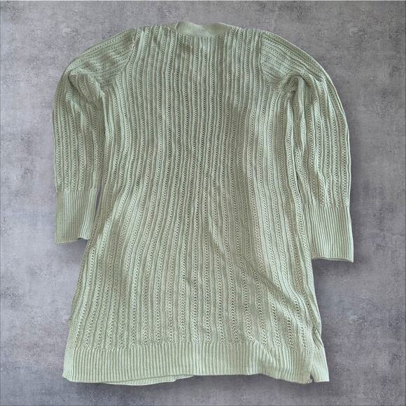 Hippie Rose Juniors Size M Green Open Front Long Sleeve Knit Cardigan Sweater - Picture 3 of 9